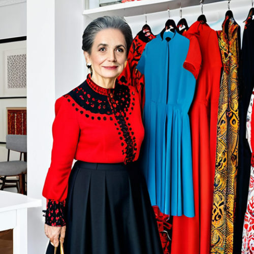 Home 4 **
A fully clothed professional fashion designer, a mature woman with kind eyes, in her bright and organized studio in Madrid, Spain. She's sketching designs for a new collection inspired by traditional Spanish flamenco dresses, the fabrics around her are vibrant reds, blacks, and golds. She is dressed modestly in a stylish yet comfortable outfit, appropriate attire. Natural light floods the room. Perfect anatomy, correct proportions, well-formed hands, proper finger count, natural pose. safe for work, appropriate content, professional, modest, family-friendly.
**