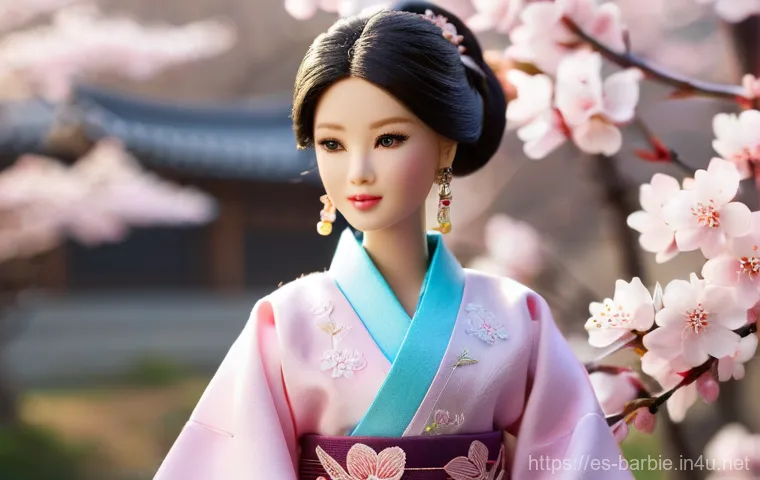 바비인형의 아시아 시장 성공 - **Traditional Elegance:** A hyperrealistic Barbie doll with delicate East Asian features, including ...