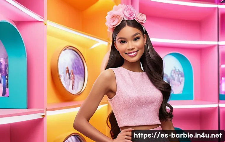 바비 이벤트와 페스티벌 - A vibrant, immersive Barbie-themed event scene filled with pastel colors, sparkling decorations, and...