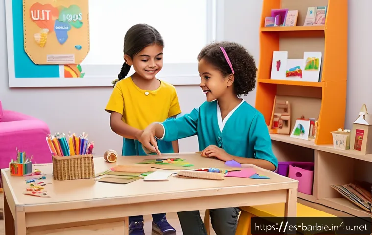 바비인형 놀이 팁 - A vibrant and cozy playroom scene featuring a young Hispanic child wearing colorful clothing and pla...